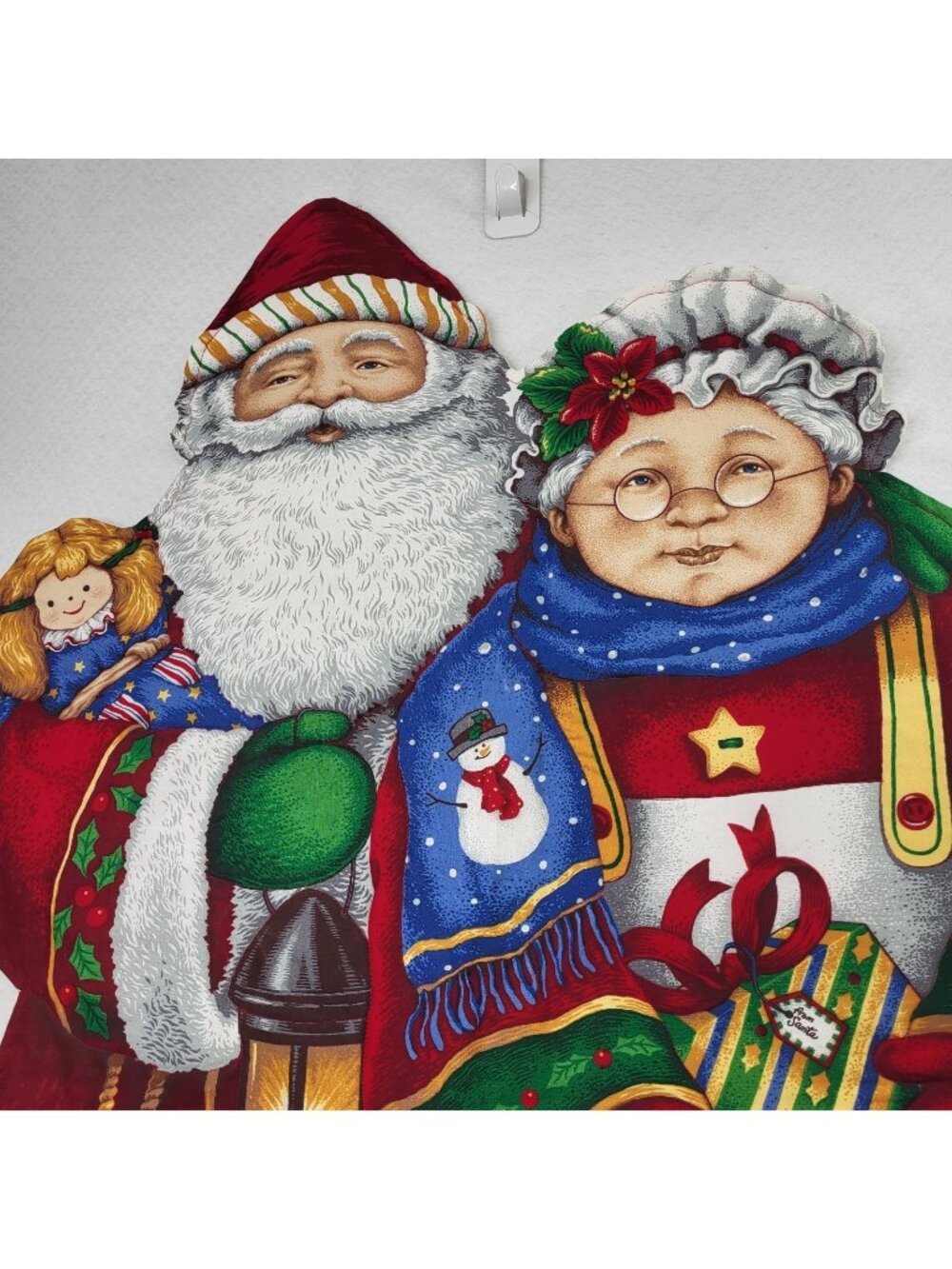 Mr & Mrs Santa Claus Fabric Door Panel Completed VIP Cranston Christmas